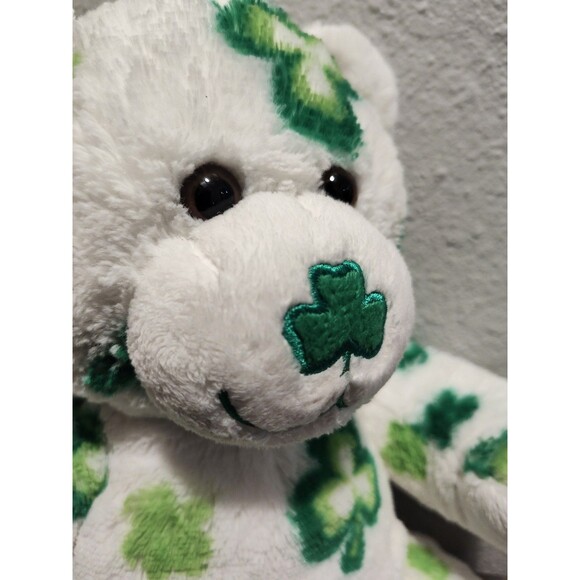 Build A Bear St Patrick’s Day Shamrock Clover Green White Teddy Bear Plush - Picture 11 of 13